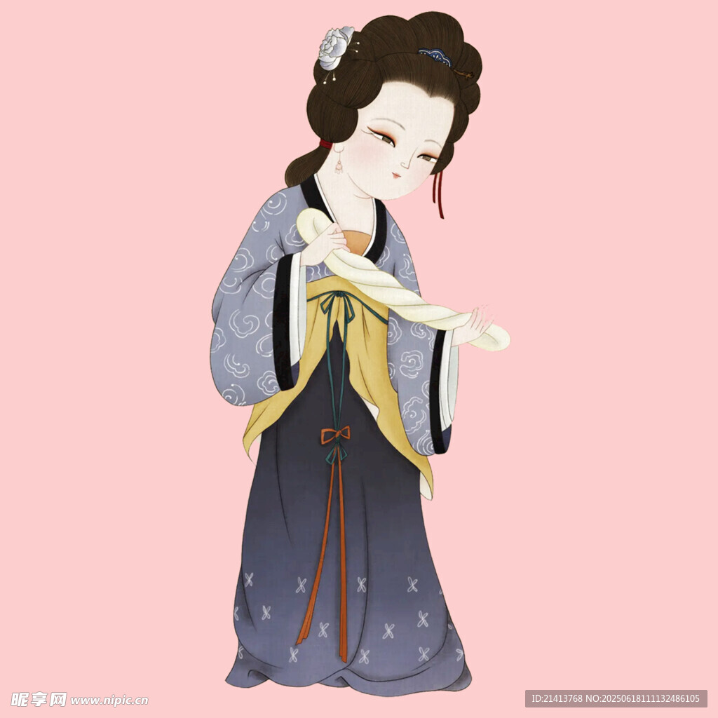 古風女子持書卷優雅模樣