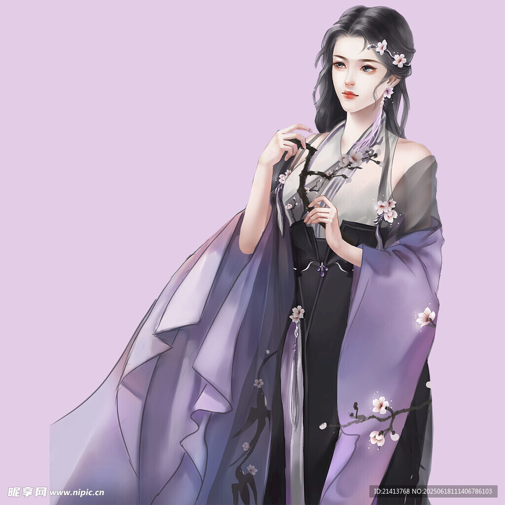 古風紫衣女子優(yōu)雅立姿