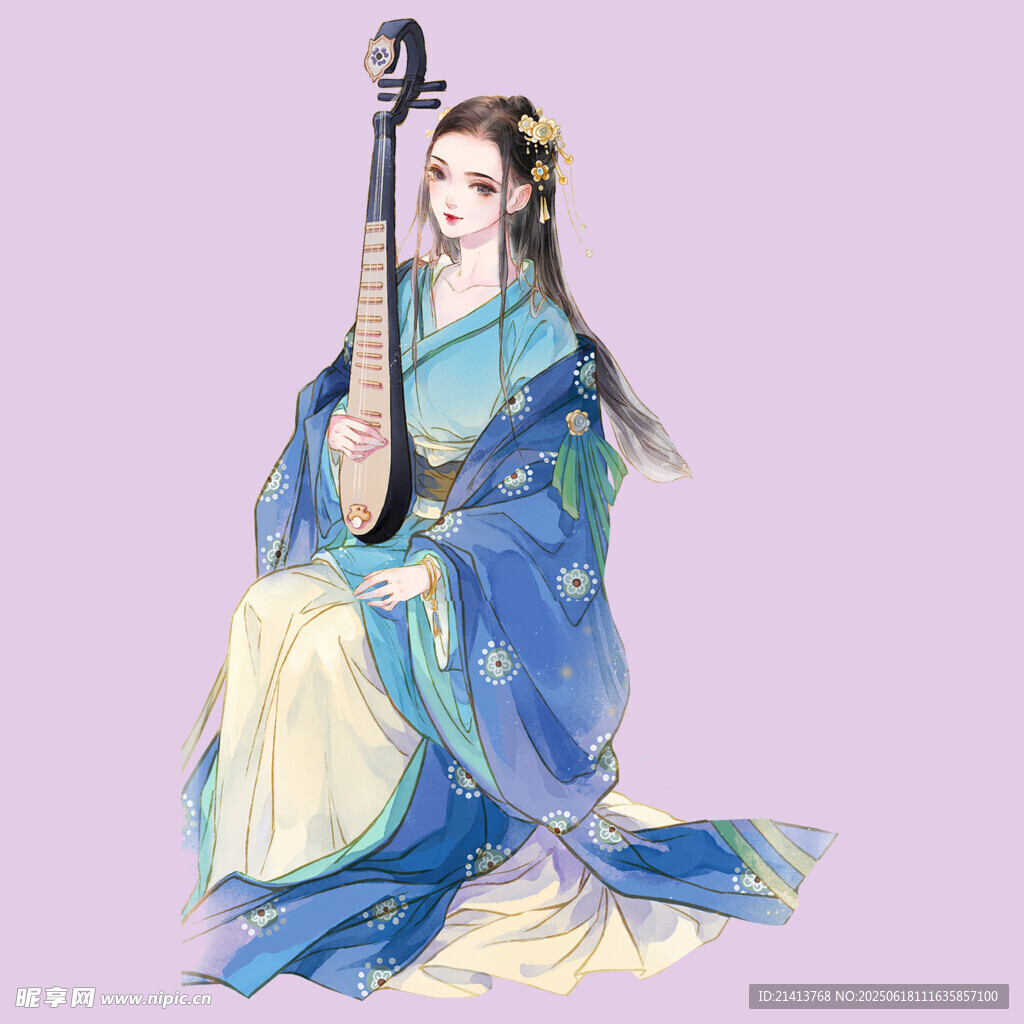 古風女子優雅彈奏琵琶