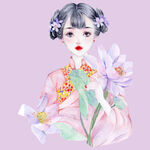 古風(fēng)少女持花圖