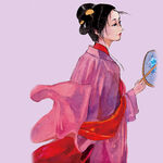 古風(fēng)女子持鏡優(yōu)雅轉(zhuǎn)身