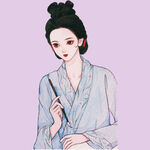 古風(fēng)持筆女子優(yōu)雅形象