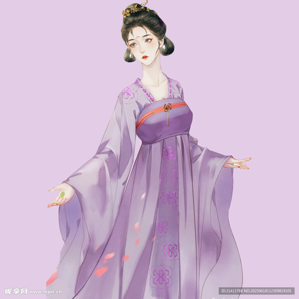 古風紫衣女子優雅起舞