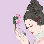 古風(fēng)女子拈花賞景