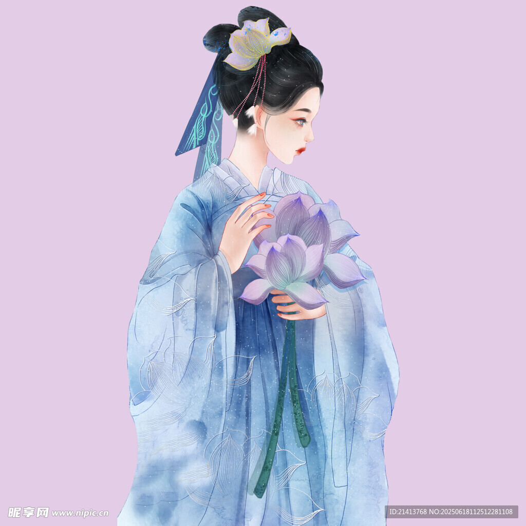 古風女子手持繁花