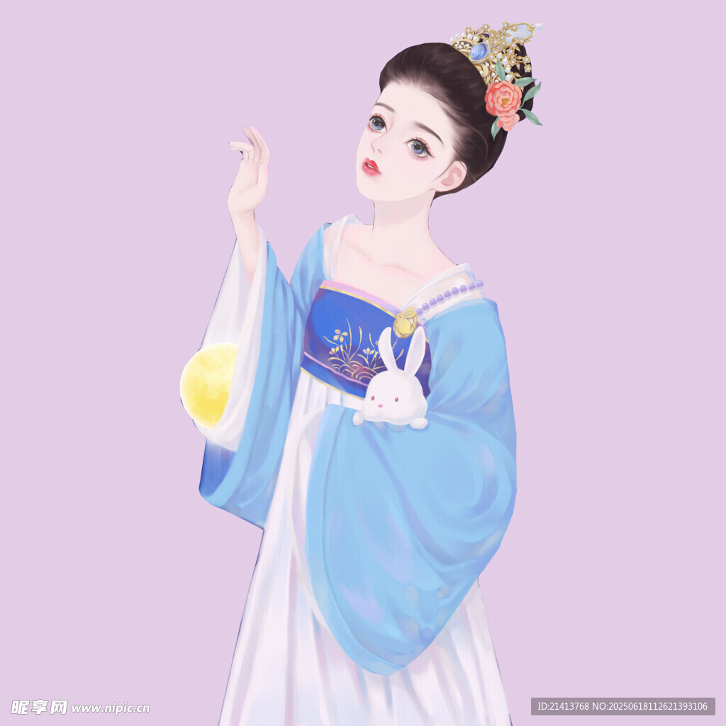古風漢服女子提燈賞景