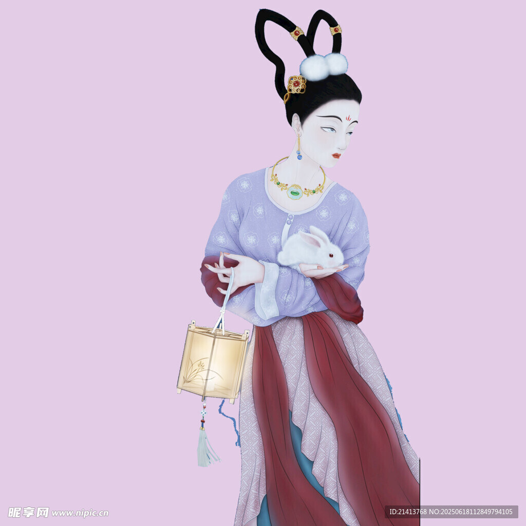 古風仕女提燈圖