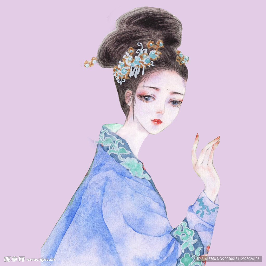 古風藍衣佳人