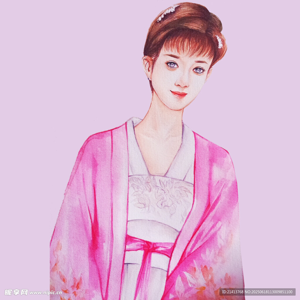 古風粉衣女子優(yōu)雅形象