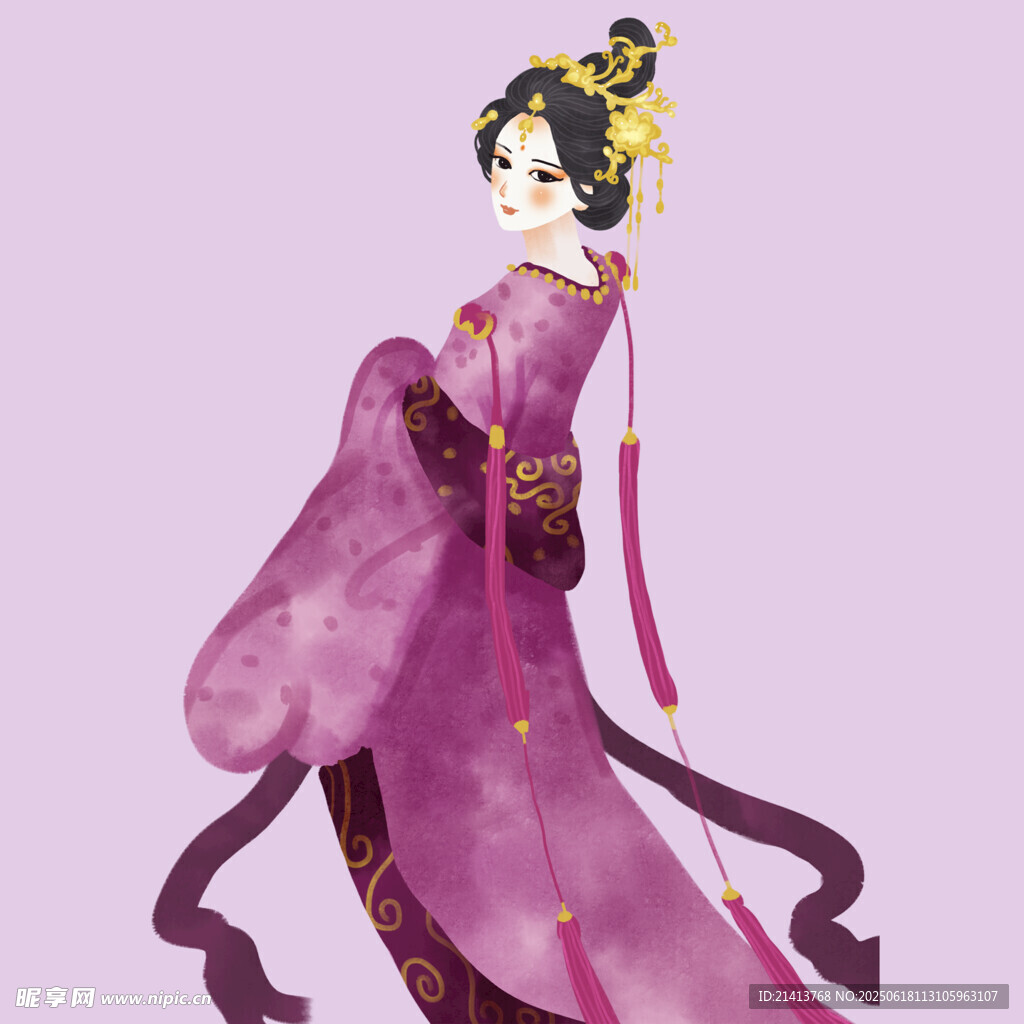 古風紫衣女子優雅身姿