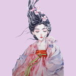 古風(fēng)漢服女子優(yōu)雅持花