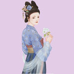 古典漢服女子手持花飾