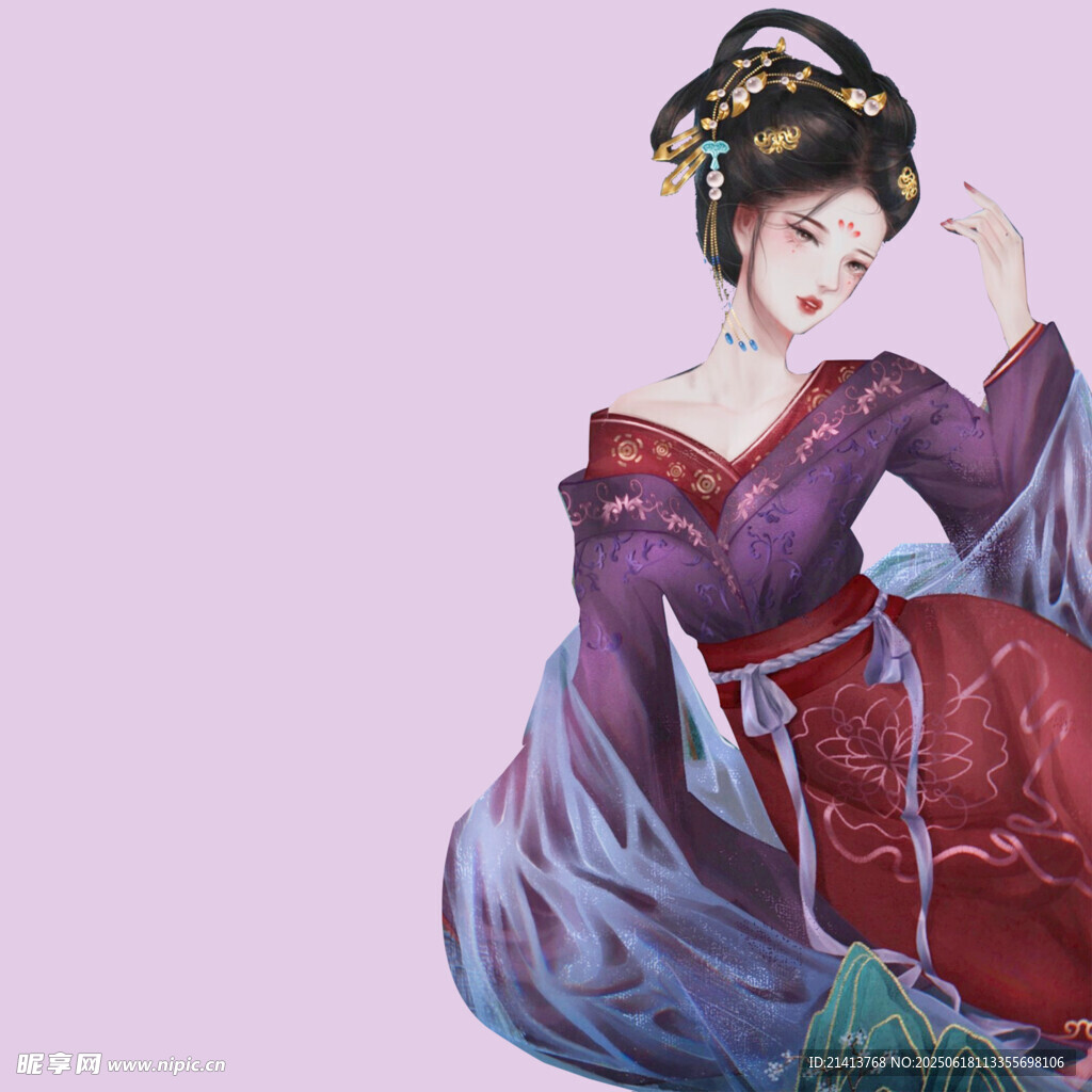 古典漢服女子優(yōu)雅姿態(tài)