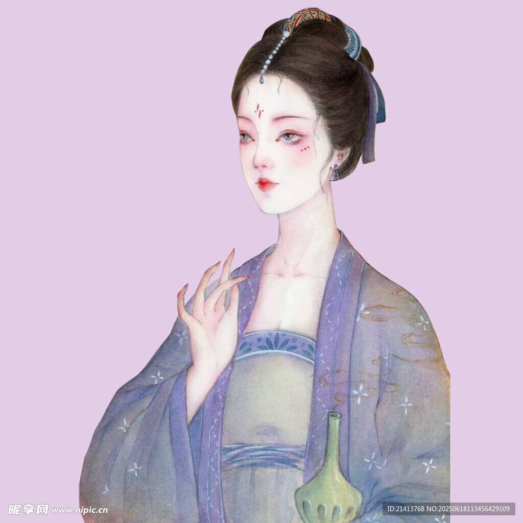 古風女子優雅持物圖