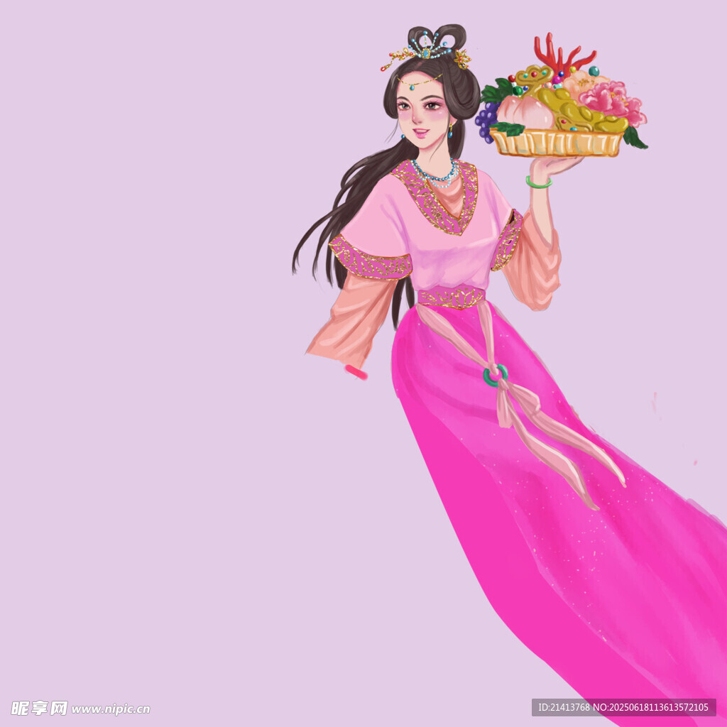 古風(fēng)女子托舉果盤(pán)