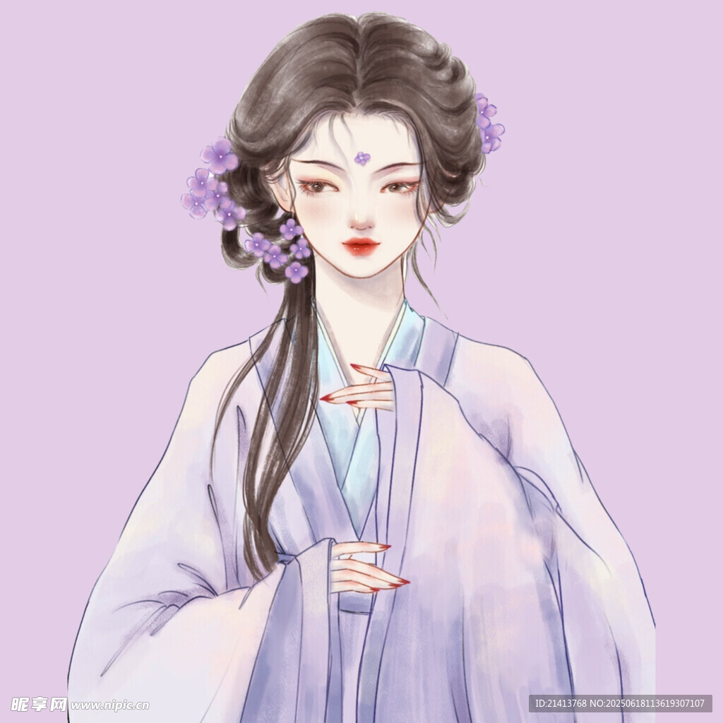 古風紫衣女子優雅立姿