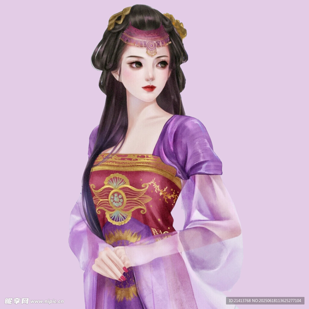 古風紫衣女子優雅造型
