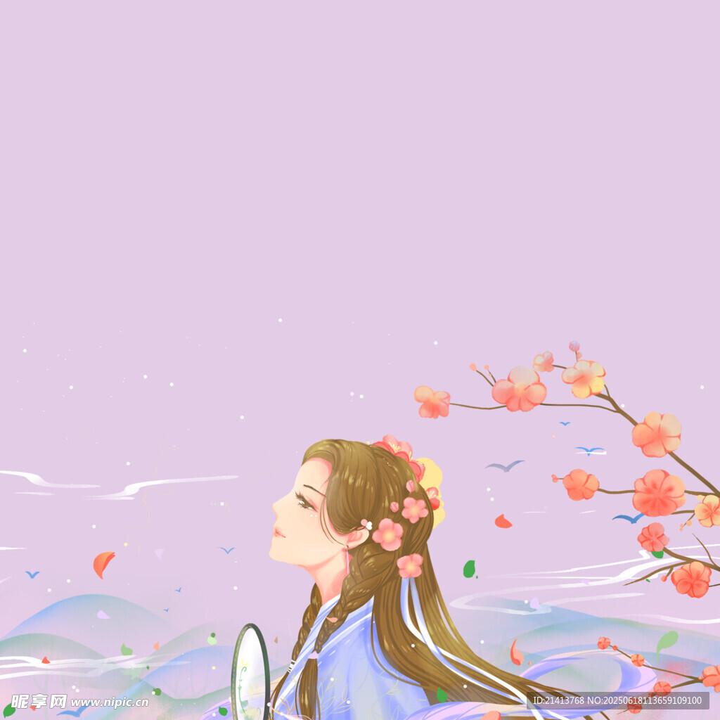 古風少女賞景圖