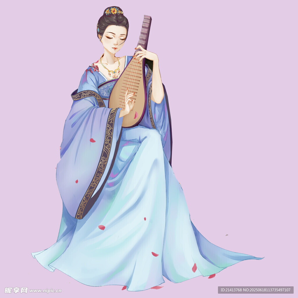 古風(fēng)女子優(yōu)雅彈奏琵琶