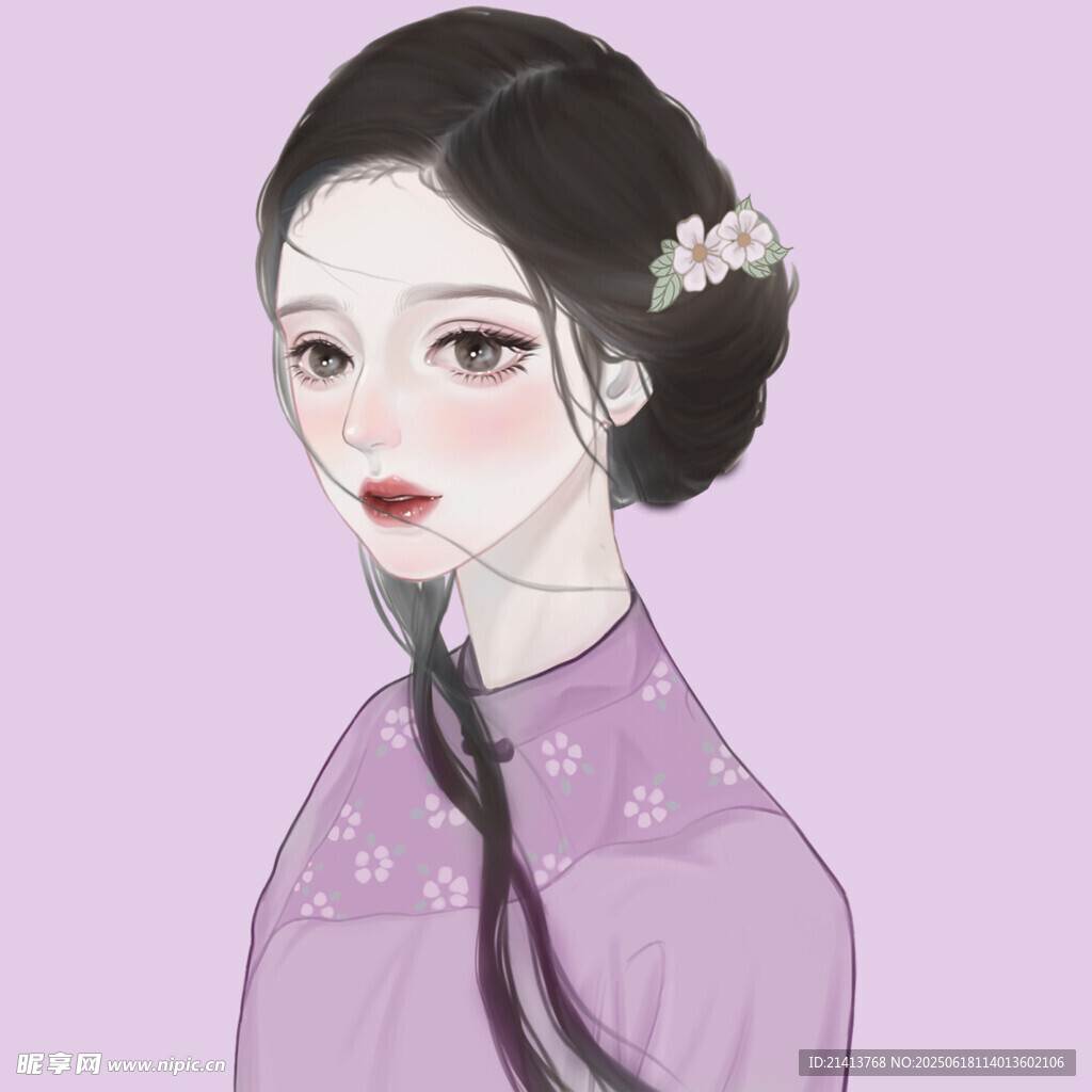 古風紫衣女子優雅發髻