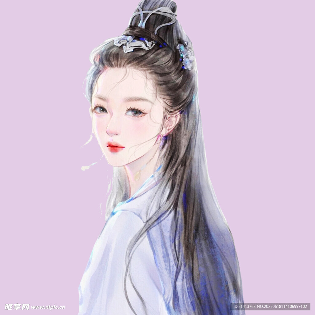 古風長發女子優雅形象
