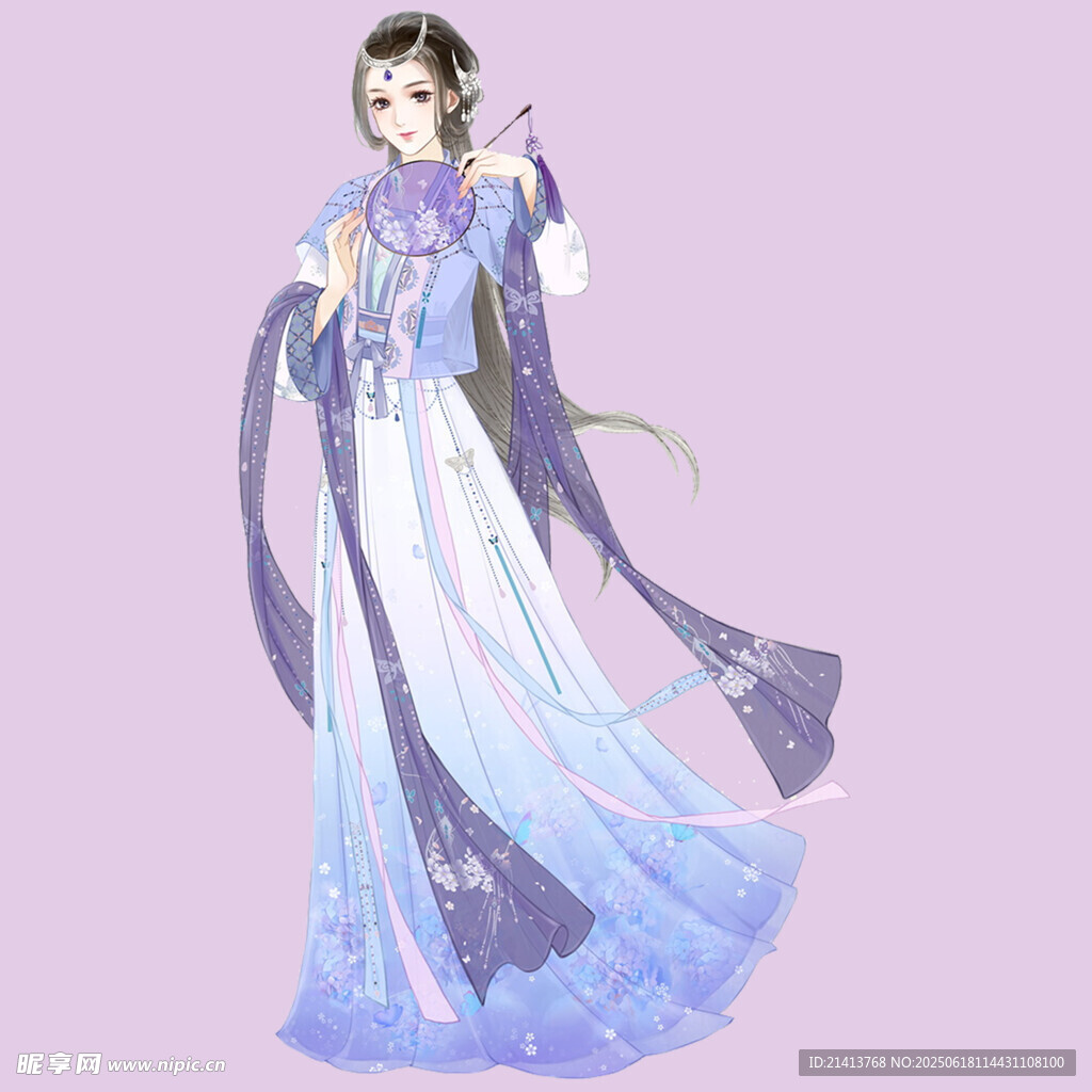 古風飄逸紫衣女子形象