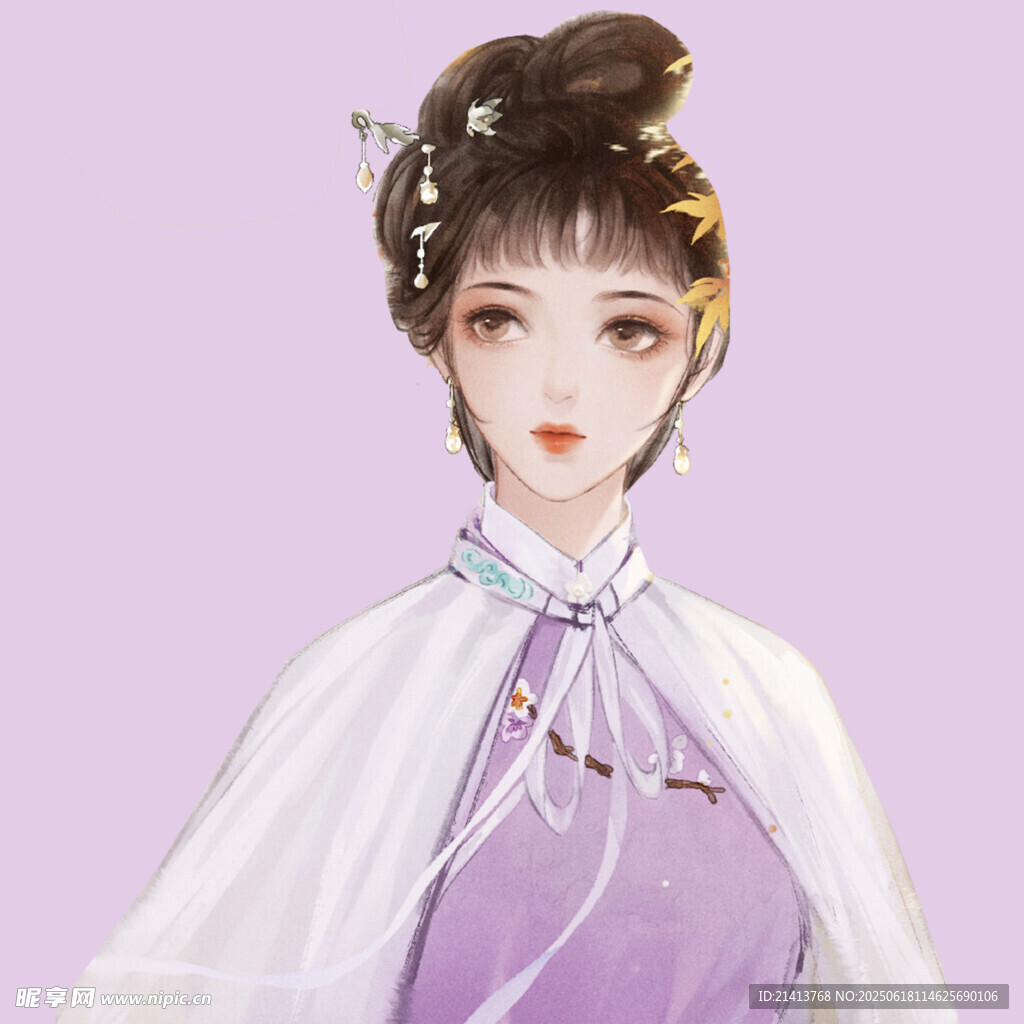 古風紫衣女子優雅扮相