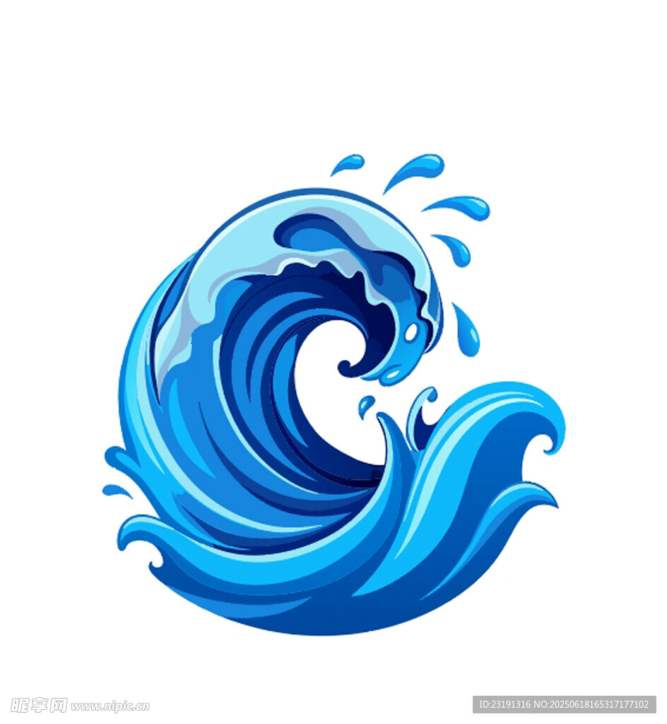 藍色海浪插畫