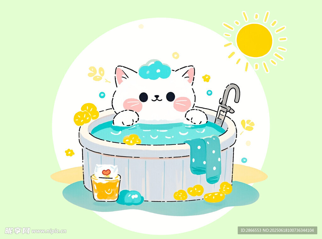 貓咪泡澡插圖