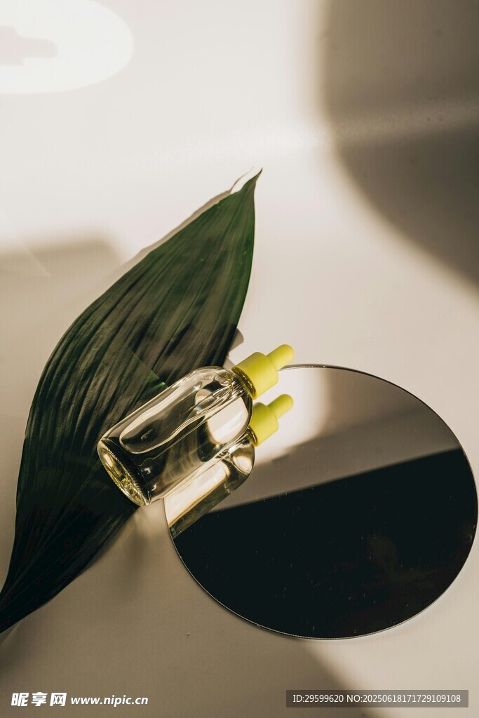 綠葉上的精致金屬飾品
