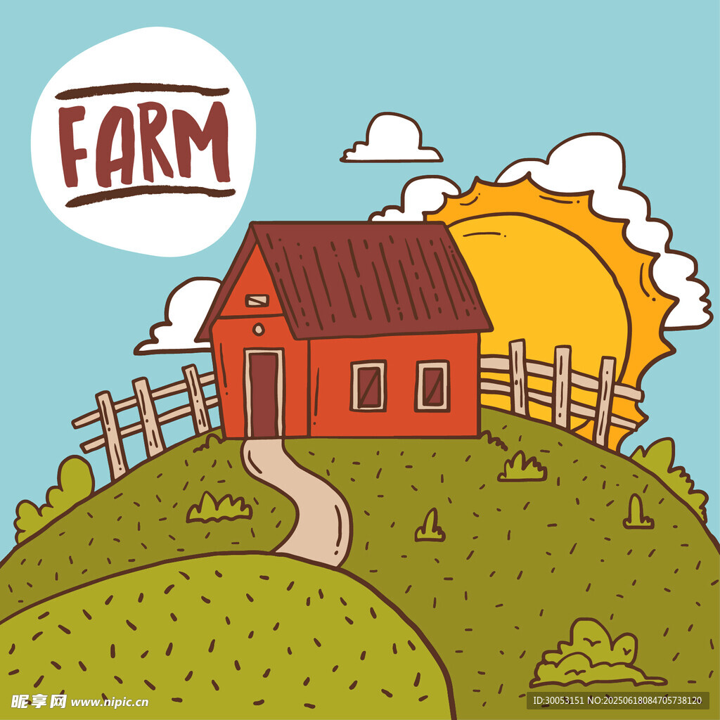 鄉村農場小屋插畫