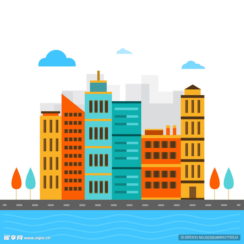多彩城市建筑濱水景觀