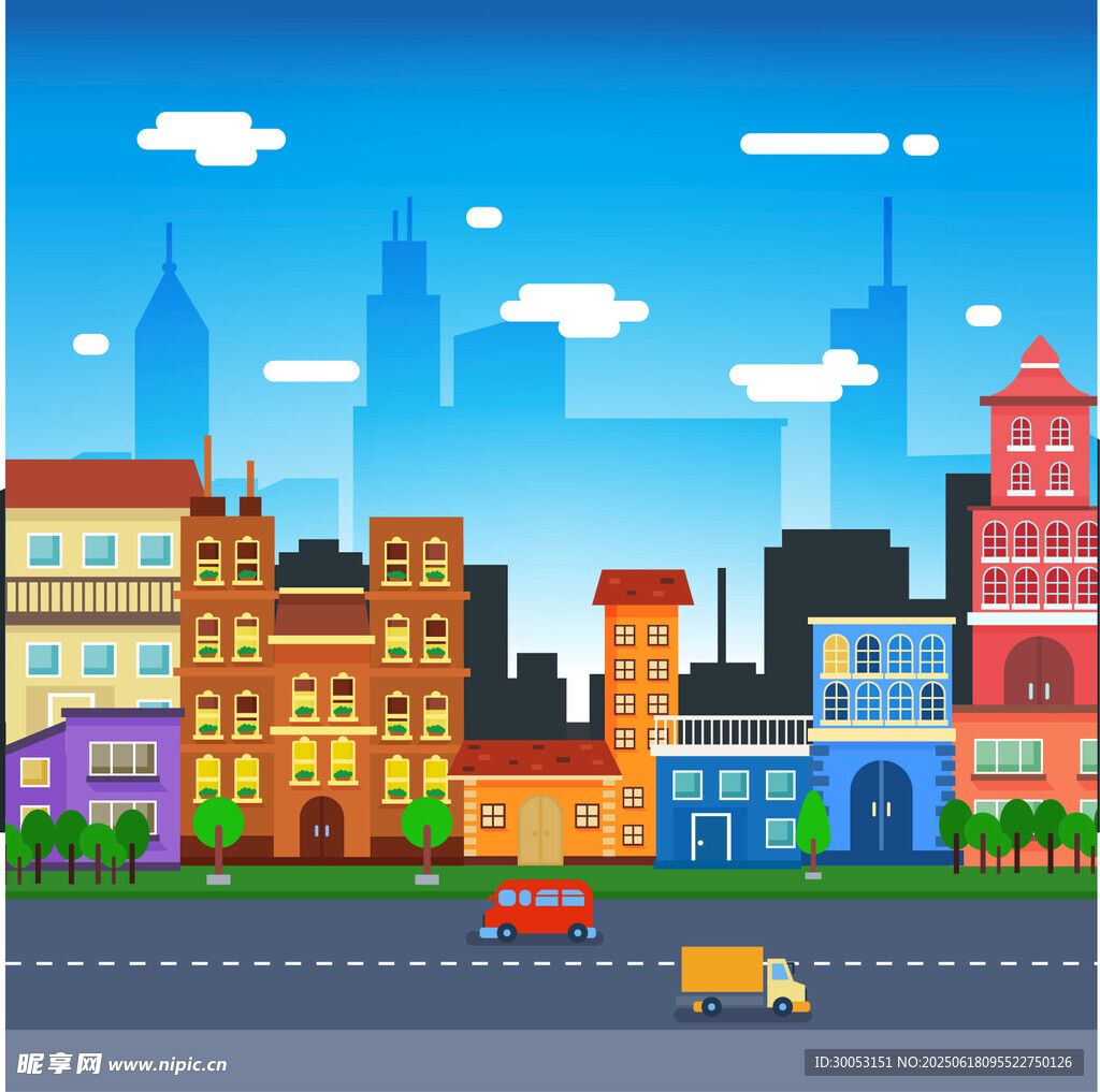 多彩城市街景