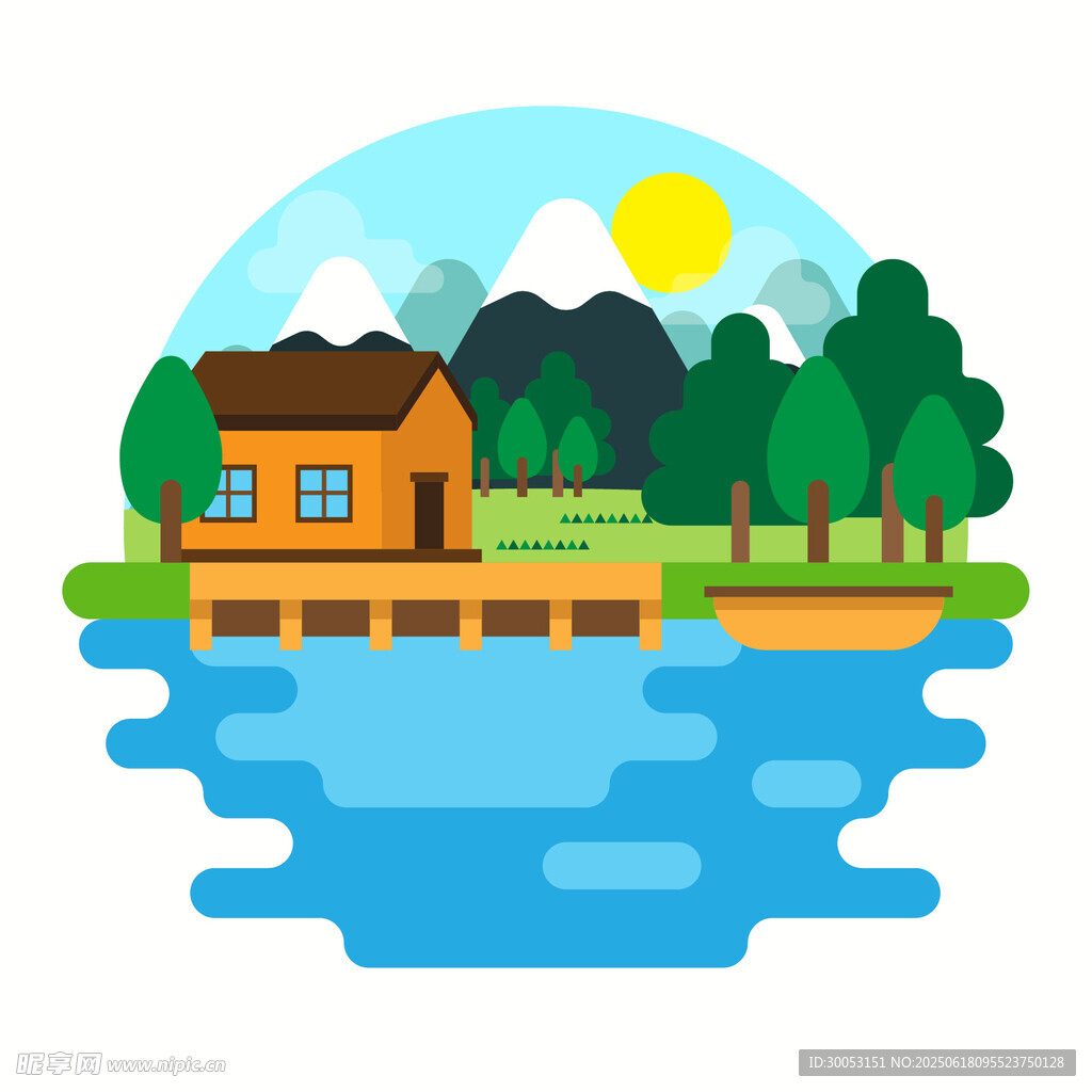 湖畔小屋風景