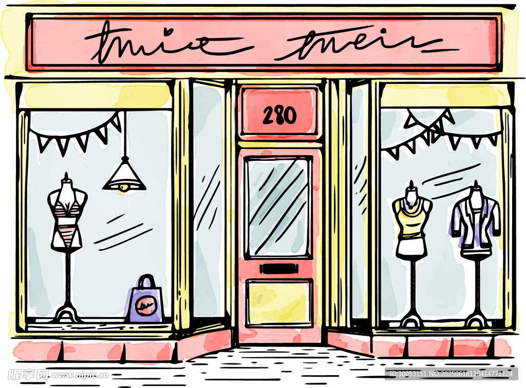 時尚服裝店外觀手繪