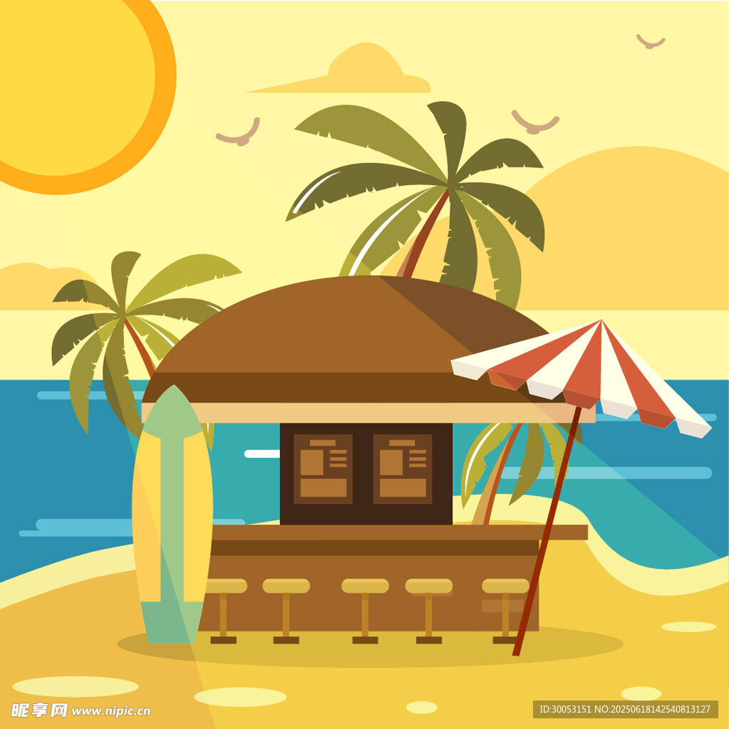 海灘上的休閑小亭子