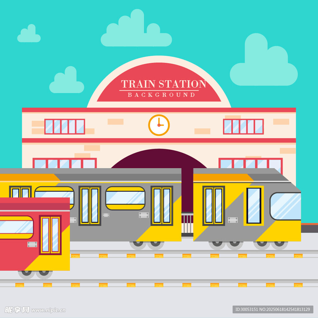 火車站場景插畫