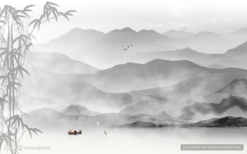 水墨山水畫背景墻