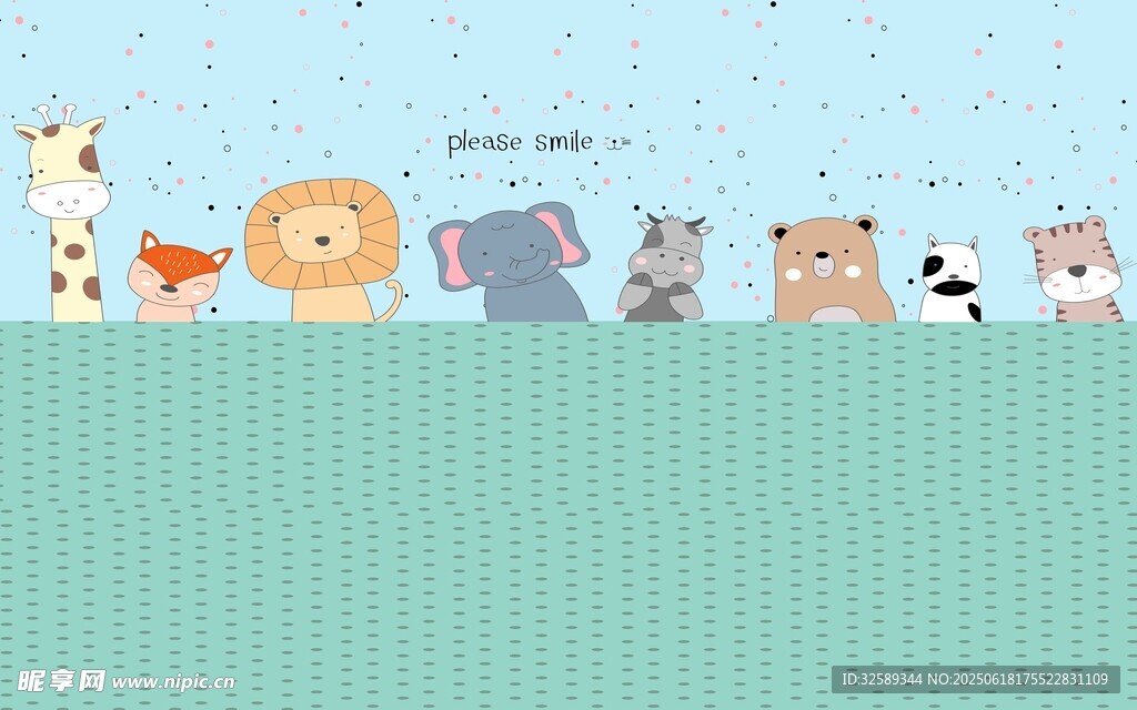 可愛動物圖案背景