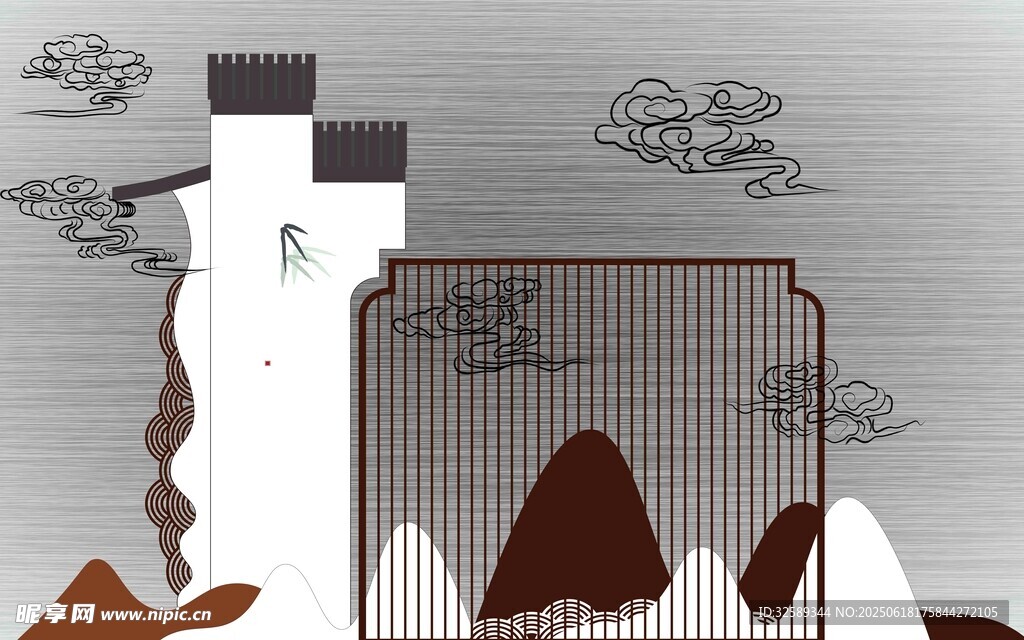 中式水墨風建筑景觀圖
