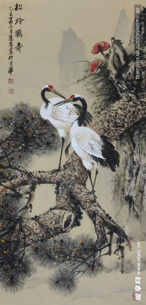 國畫雙鶴圖