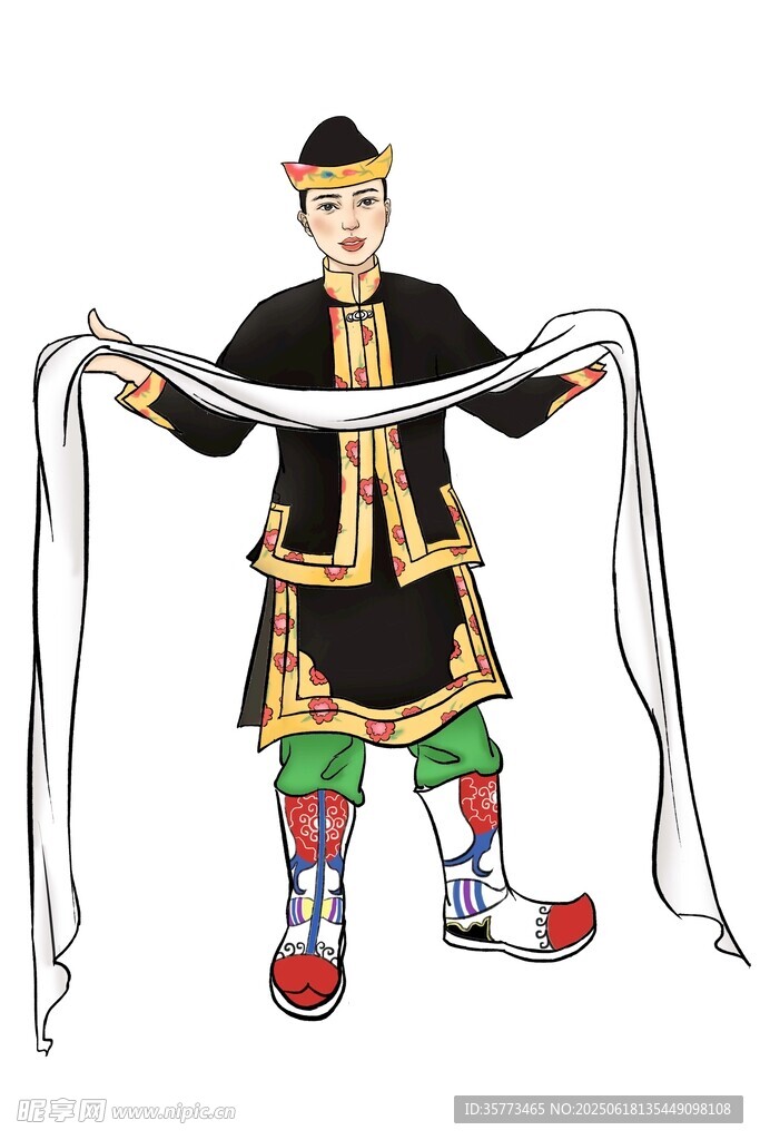 蒙古族男子持哈達展示服飾