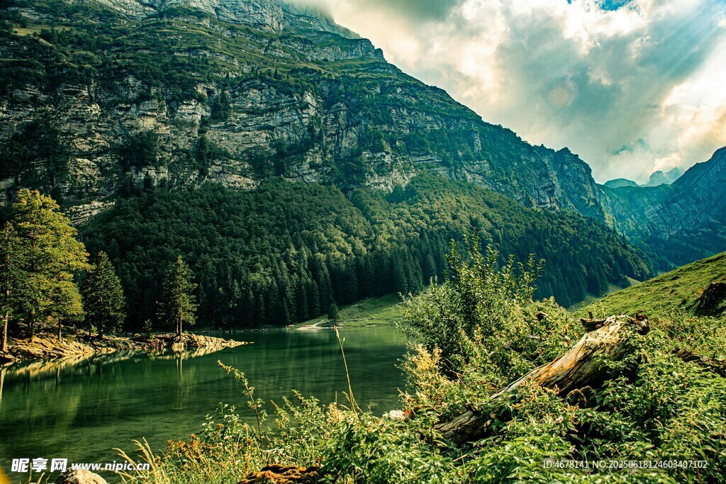 山間幽湖 綠意盎然的美景