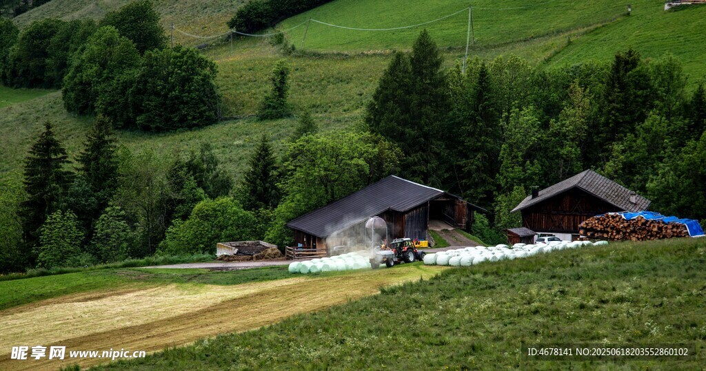 山間鄉村小屋風景