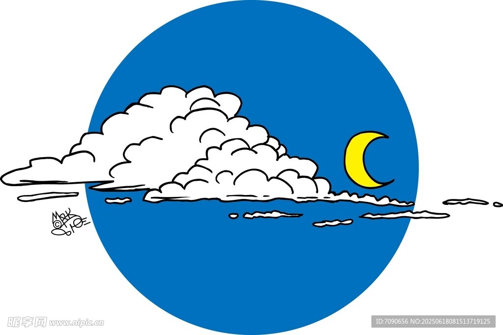 夜空云朵與月牙景象