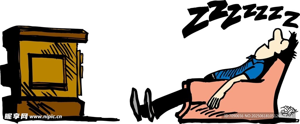 沙發上看電視睡著的人