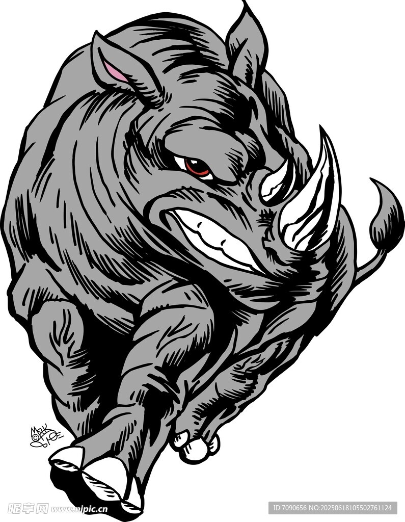 奔跑的犀牛插畫形象
