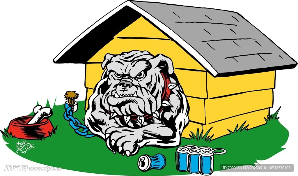 狗狗在狗屋旁愜意休憩