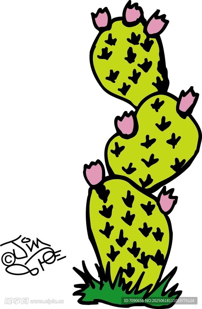 堆疊的可愛仙人掌插畫
