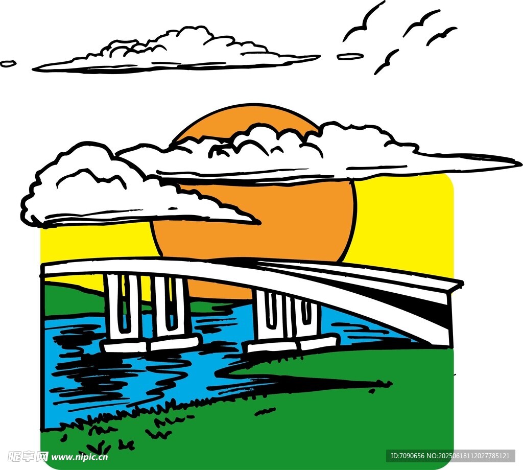橋梁日出風景圖